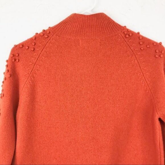 Mercer & Madison Orange Pompoms 100% Lambs Wool Cardigan Zip up Sweater - Picture 9 of 14